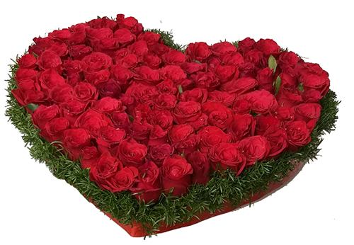 Heartshape Arrangement of 50 Red Roses