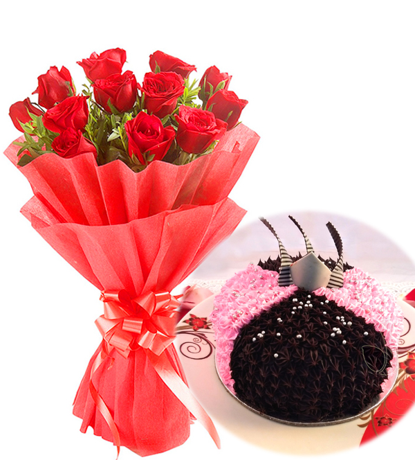 Red Rose & Choco-Strawberry Cake 