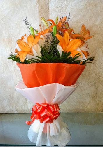 6 orange lilly Bunch