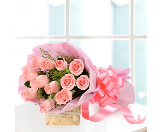 send flower Tilak Nagar DelhiBaby Pink Rose Bunch 