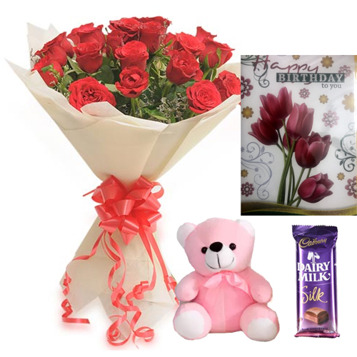 Roses Teddy & Card Chocolate