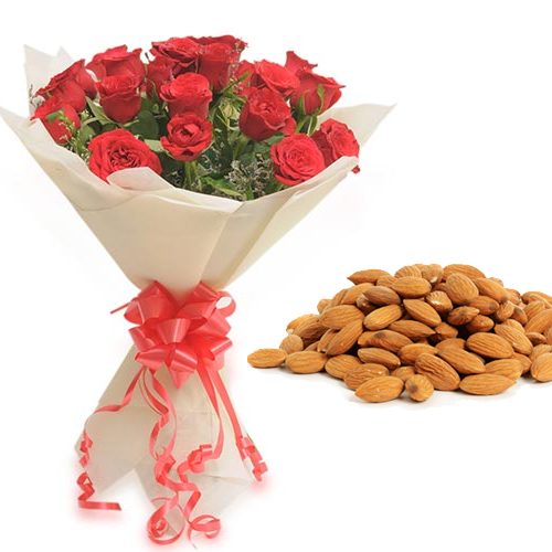 Roses Bunch & 1/2Kg Almond Dry Fruit