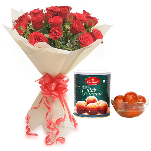 Roses Bunch & 1Kg Gulab Jamun Pack