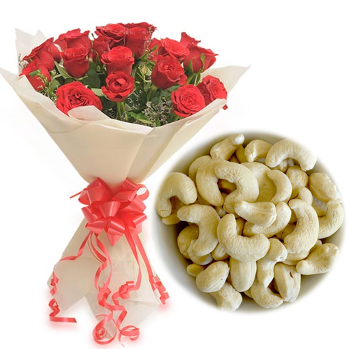 Roses Bunch & 1/2Kg Kaju Dry Fruit