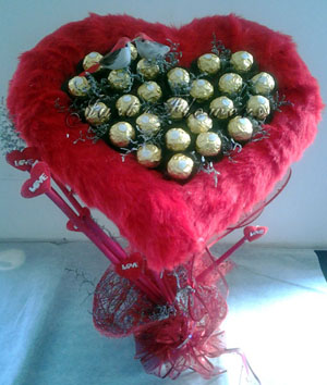 Chocolate arrangement in heart shape