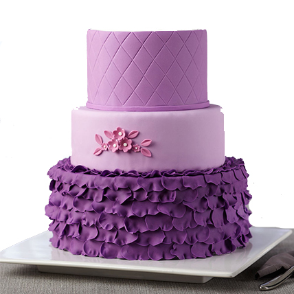 5Kg 3 Tier Purple Fondant Cake 
